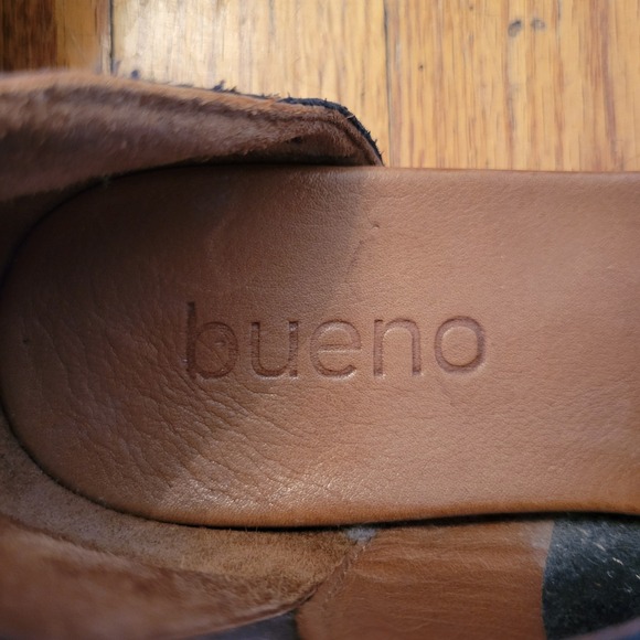 Bueno 8.5 9 Black Leather Cutout D'Orsay Flats 39 Peep Toe Retro Western TANNER - Picture 8 of 8